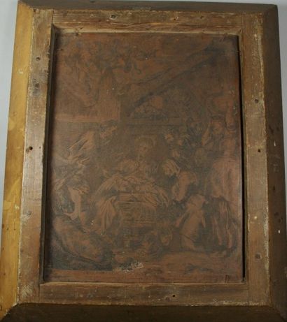 null La sainte Famille avec saint Jean Baptiste
Huile sur cuivre signée en bas a...
