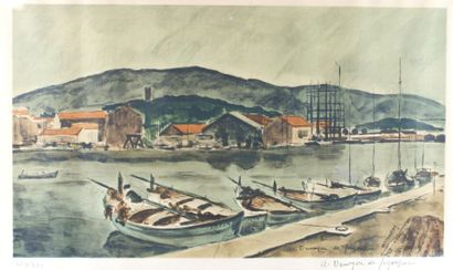 DUNOYER SEGONZAG André Dunoyer de SEGONZAG ( 1884- 1974) vue d’un port de méditerranée....