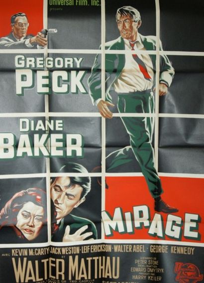 GREGORY PECK MIRAGE. Film de Edward Dmytryk avec Gregory Peck et Diane Baker. Gérard...