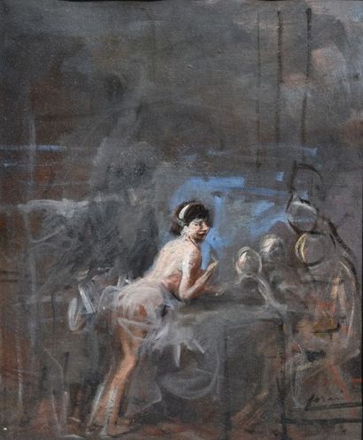 Jean-Louis FORAIN (1852-1931) La petite danseuse Huile sur toile Signée en bas à...