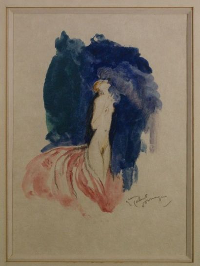 Jean-Gabriel DOMERGUE (1889-1962) Danseuse nue Aquarelle Signée en bas à droite 24,5...