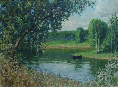 Pierre Eugène MONTEZIN (1874-1946) La rivière Huile sur toile Signée en bas à gauche...