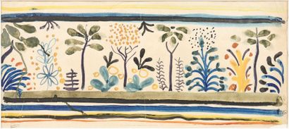André DERAIN (1880-1954) Projet de tapisserie Gouache Signée du tampon de l'atelier...