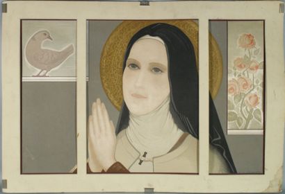 SCHMIED François-Louis SCHMIED (1873-1941) Sainte Thérèse, gravure sur bois en couleur.... Gazette Drouot
