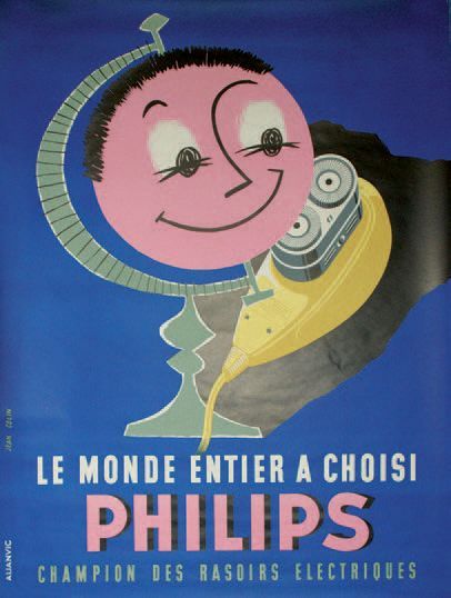 COLIN Jean (1881-1961) 
LE MONDE ENTIER A CHOISI PHILIPS. "Champion des rasoirs électriques"....