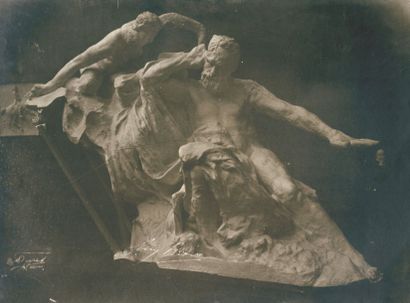 EUGENE DRUET 1868-1917 Première esquisse du monument de Victor Hugo par Rodin, plâtre,...