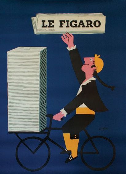 SAVIGNAC Raymond LE FIGARO.1952
Imprimerie Bedos, Paris
115 x 155 cm
Entoilée, très...