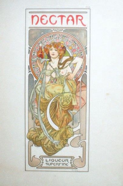 MUCHA Alphonse (1860-1939) NECTAR."LIQUEUR SUPERFINE". 1902
Planche n°14 des DOCUMENTS...