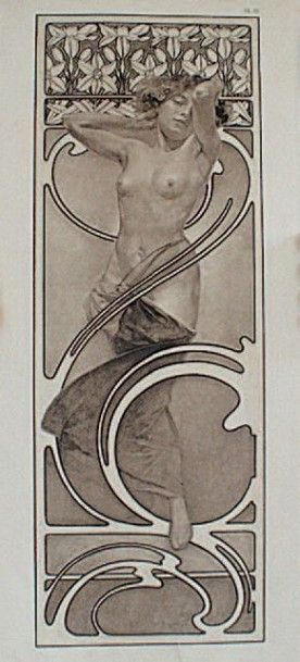 MUCHA Alphonse (1860-1939) "ALLEGORIE".
2 planches en grisaille n° 7 et n°10 des...