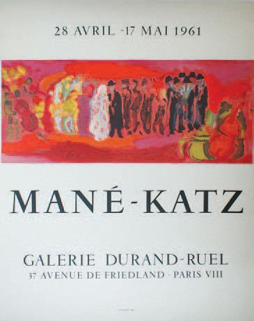 MANE-KATZ (1894-1962) 
GALERIE DURAND-RUEL. 1961
Imprimerie Mourlot
63 x 50 cm
Entoilée,...