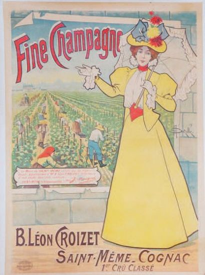 AUZOLLE Marcellin (1862-1942) FINE CHAMPAGNE."Léon CROIZET".Vers 1890
Affiches Palyart
130...