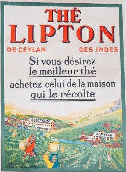 PORTE UNE SIGNATURE THÉ LIPTON."LE MEILLEUR THÉ"
Imp.EW & Cie, Paris
155 x 115 cm
Entoilée,...