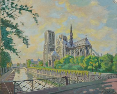 Robert MAHELIN Huiles sur toile,début XX /Notre Dame de Paris et rue de Montmart...
