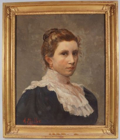null A MALLET ? portrait de jeune femme, huile sur toile signée 46 x 38 cm