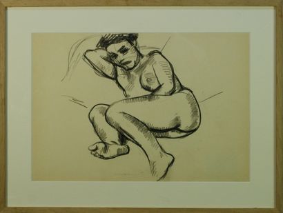 Charles KVAPIL (1884 - 1957) " Nu couché " dessein au crayon cachet d'atelier au...