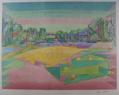 Jacques VILLON (1875-1963) " Composition abstraite " lithographie en couleur signée...