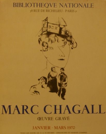CHAGALL Marc (1887-1985) BIBLIOTHÈQUE NATIONALE.”OEUVRE GRAVÉ”. 1970 Impr.Mourlot...