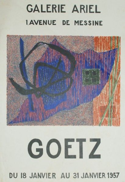 GOETZ Henri (1909-1989) GALERIE ARIEL.Janvier 1957 Litho R.Guillard, Paris - 56 x...