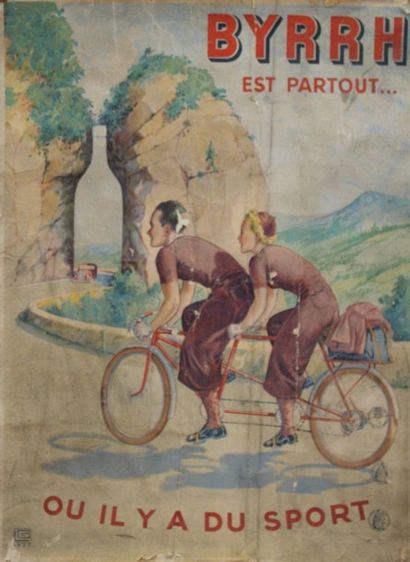 null BYRRH EST PARTOUT OU IL Y A DU SPORT.1937 Imprimerie Courbet - 78 x 58 cm -...