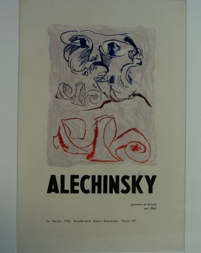  ALECHINSKY LA HUNE.1963 Encadrée - 49 x 32 cm (à vue) - Bon état général (traces...