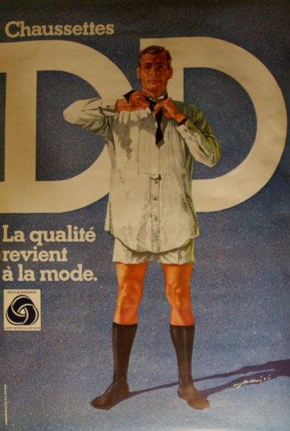 ANDRÉINI Ettorino CHAUSETTES DD.”LA QUALITÉ REVIENT À LA MODE”.Vers 1970 Imp.Roumagnac...