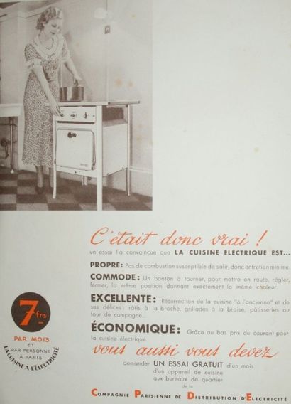 CARLU JEAN (1900-1997) CUISINE ÉLÉCTRIQUE. Vers 1930 Publicité double face de la...