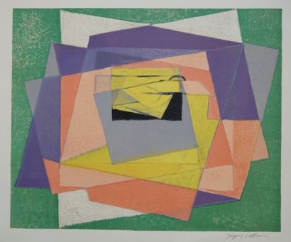 VILLON Jacques VILLON " composition abstraite " lithographie en couleur signée au...