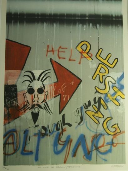 KLASSEN KLASSEN lithographie Le mur de Berlin / Pershing (c.1980) intitulé signé...