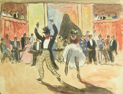 COSSON COSSON Marcel (1878 – 1956) Scène de cabaret aquarelle signée en bas à droite...