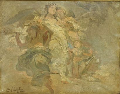 CHAPLIN Charles CHAPLIN attribué à

" scène animée de personnages"

huile sur toile...