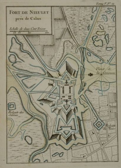 NIEULET Gravure en noir représentant un plan du fort de Nieulet 32x24 cm