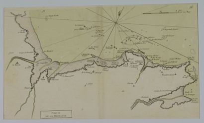 SAINT-BRIEUC Gravure en noir représentant une carte de la baie de Saint-Brieuc (Bretagne...