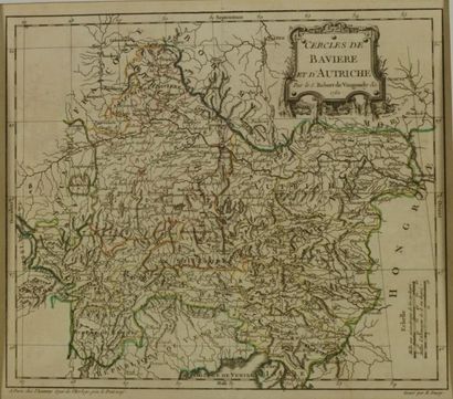 AUTRICHE Gravure en noir représentant une carte des cercles de Bavières et d'Autriche...