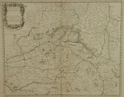 ORLEANS Gravure en couleur représentant une carte du dioecèse de l'évêché d'Orléans...