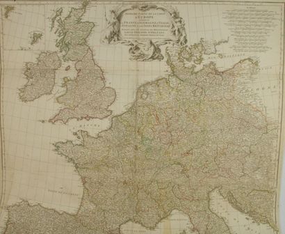 EUROPE Gravure en noir représentant une carte d'une partie de l'Europe occidentale...
