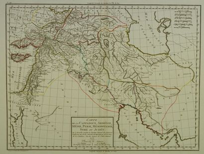CAPPADOCE Gravure en couleur représentant une carte de la Cappadoce, Arménie, Médie,...