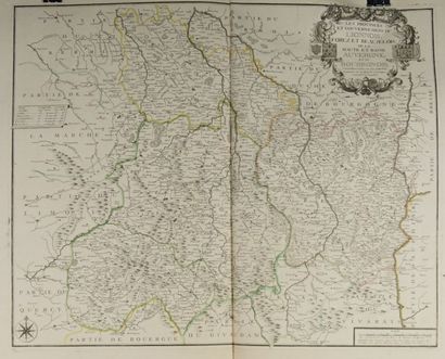AUVERGNE Gravure en noir représentant une carte du Lionnois, Forez et Beaujolais,...
