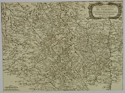 LYONNOIS Gravure en noir représentant une carte du Lyonnois 29x37 cm