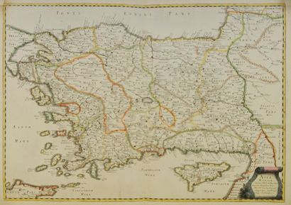 Asie Mineure Gravure en noir représentant une carte d'Asie Mineure 40x57 cm