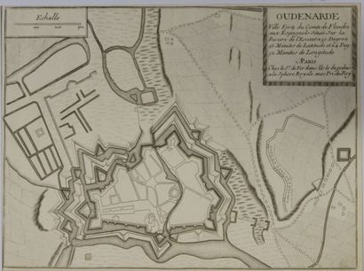 OUDENARDE Gravure en noir représentant un plan de la ville de Oudenarde 24x30 cm