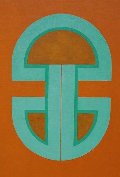Ecole XXème Composition géométrique huile sur toile monogrammé daté 1971 au dos 90...