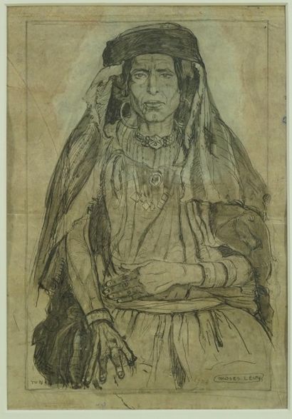 Moses LEVY (1885-1968) Femme orientale, 1908 Encre et lavis d'encre sur papier Signée,...