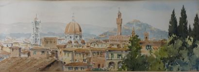 null Florence aquarelle trace de signature en bas à droite 18 x 50 cm à vue