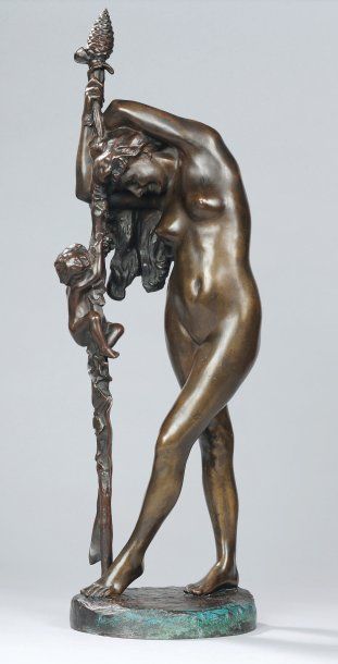 Jean-Léon GERÔME (1824-1904) Bacchante et l'Amour ou Bacchante à la grappe Sculpture...