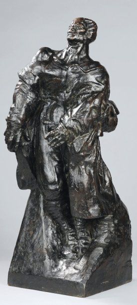 Charles MALFRAY (1887-1940) L'effroi, circa 1921-23 Bronze à patine brune nuancée...