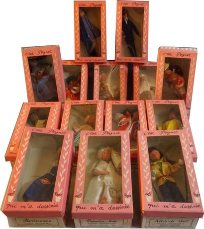 null Ensemble de 14 poupées Peyneten technigom, années 60, dont « Parisienne » « Premier...