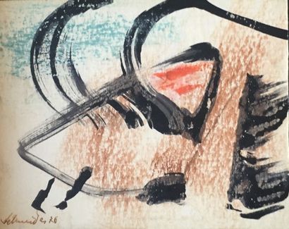 GERARD SCHNEIDER « Composition, 1976 » Gouache sur panneau Signée et datée en bas...