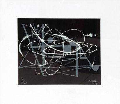 NICOLAS SCHÖFFER (1912-1992) Composition en noir & blanc Multiple sur papier Signé...