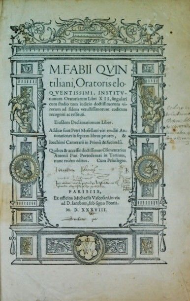 QUINTILIEN - Oratoris eloquentissimi, institutionum oratoriarum libri XII, singulari...