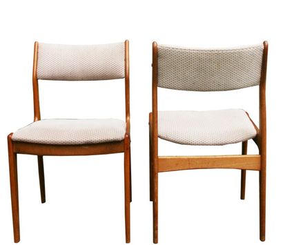 null Ensemble de 4 chaises en bois, assise et dossier en tissu crème à motifs (petites...